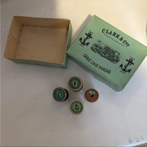 Clark & Co. Cable Laid Thread Box with Spools vintage cardboard box